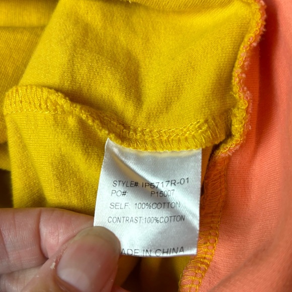 Bibi Color Block Fleece Pullover Women’s L Ivory Peach Yellow Long Sleeve - Picture 6 of 7